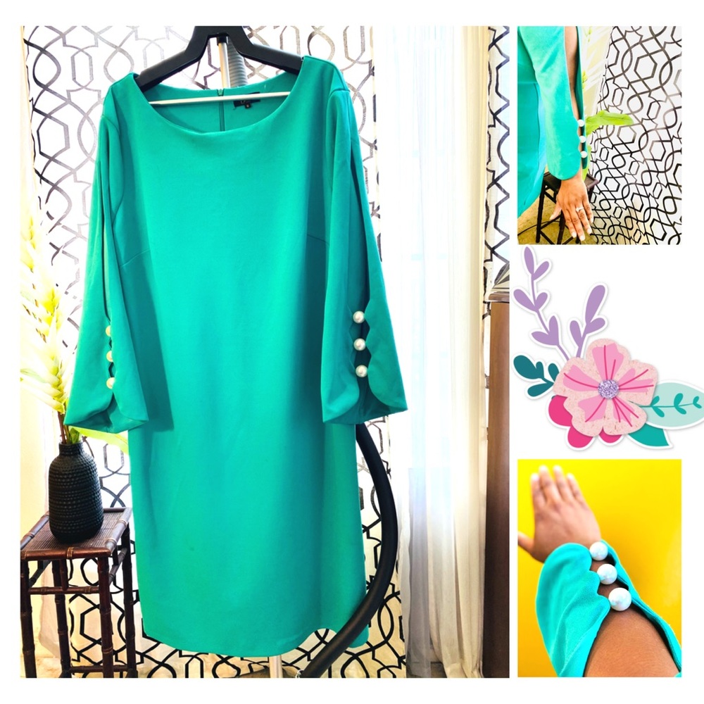 *HOST PICK* Green 👗 Cut Out Sleeve with Pearls